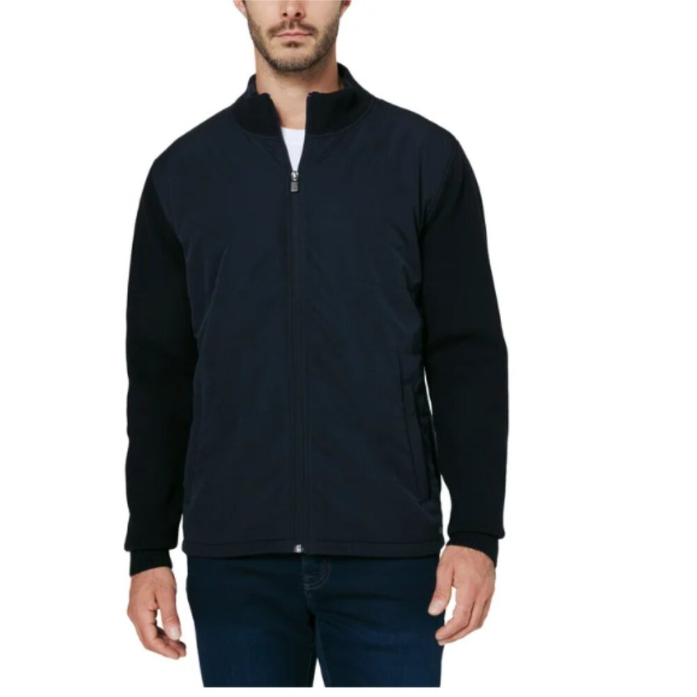 Infinity Mens Jacket Blue Full-Zip Mixed Media Quilted Insulated Pockets M